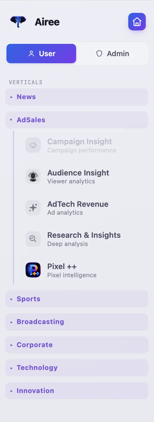 Airee AdSales vertical in the product