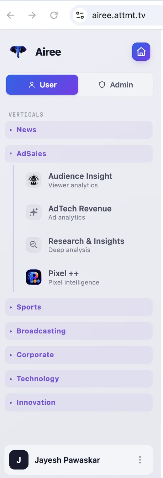 Airee AdSales vertical in the product