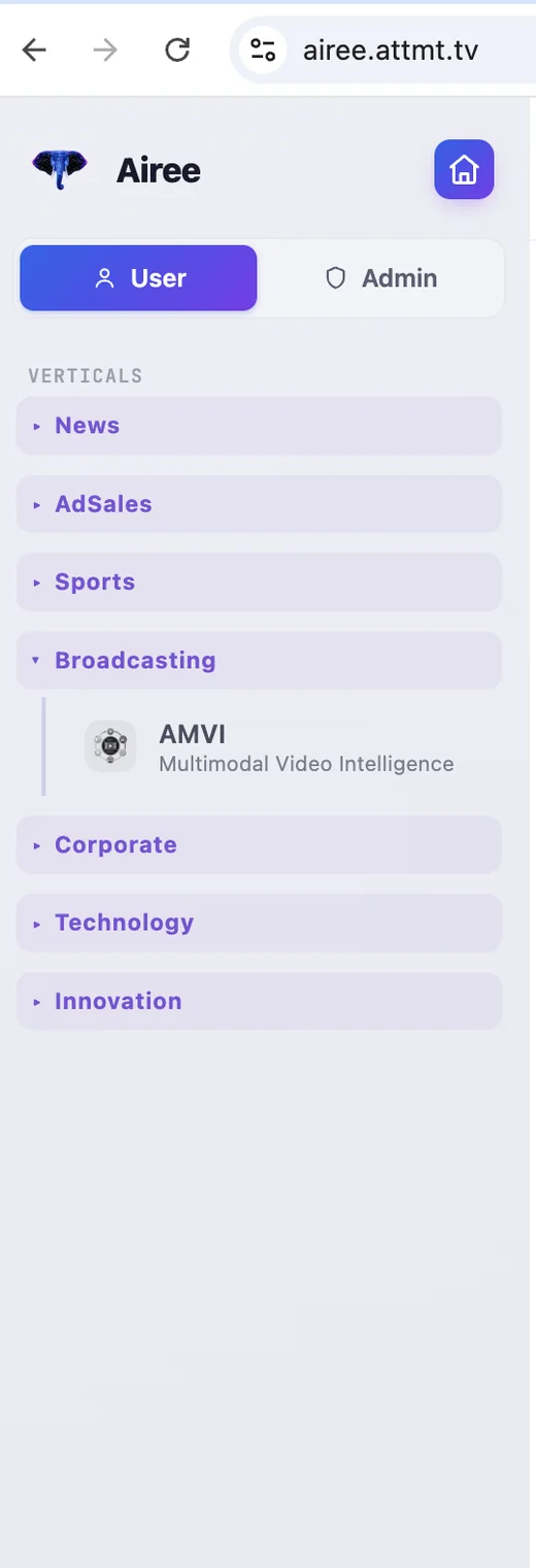 Airee Broadcasting vertical in the product