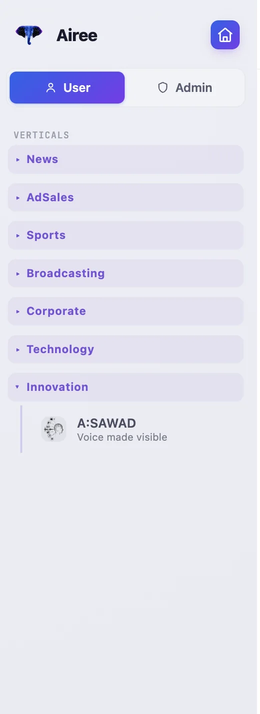 Airee Innovation vertical in the product