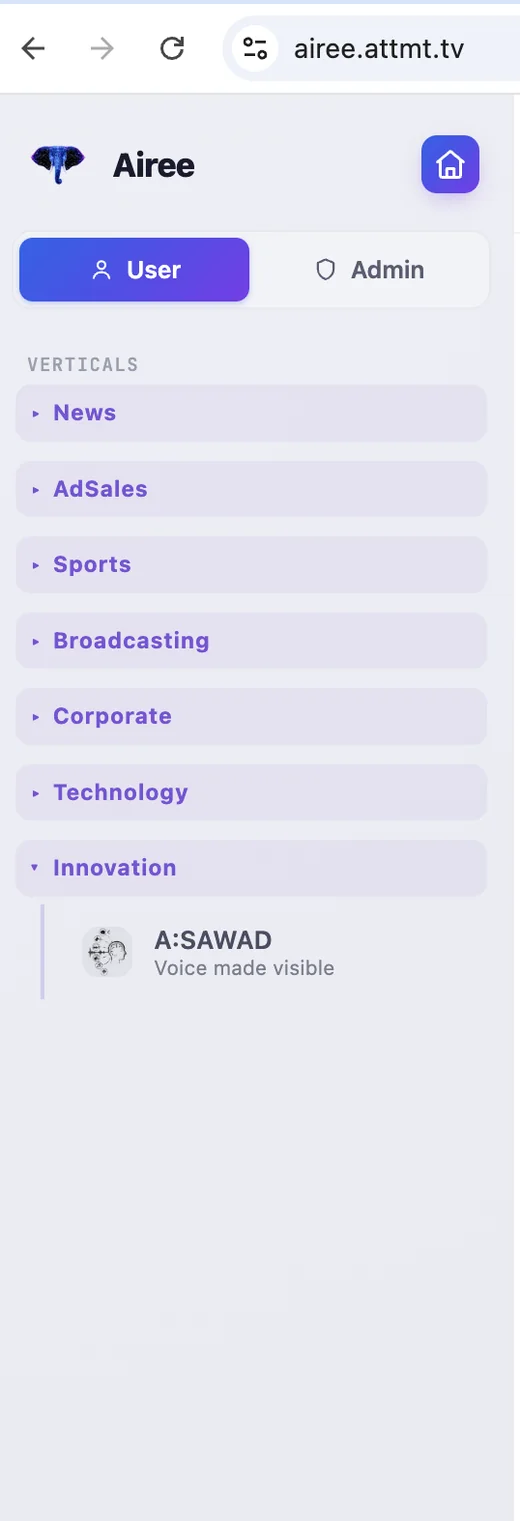 Airee Innovation vertical in the product