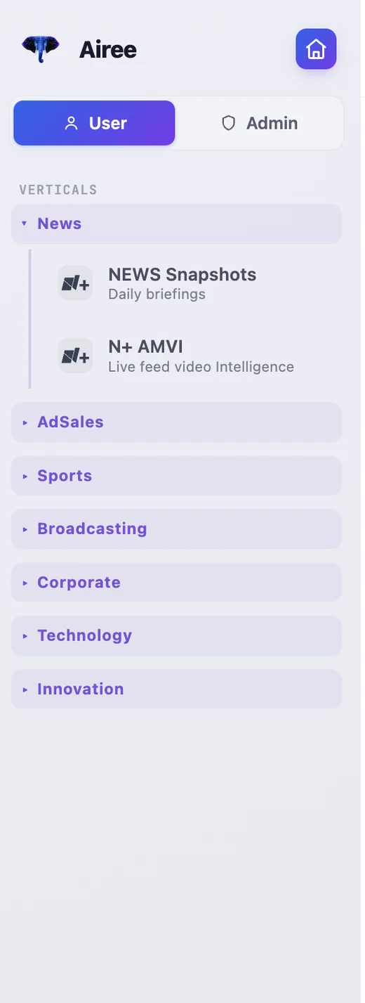 Airee News vertical in the product