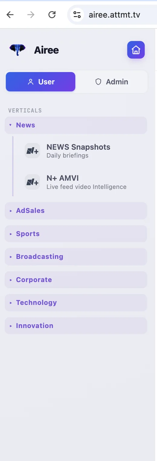 Airee News vertical in the product