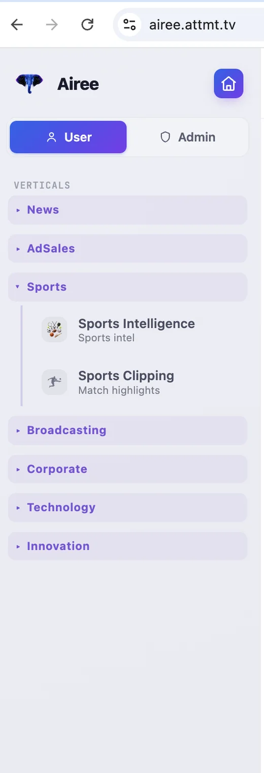 Airee Sports vertical in the product